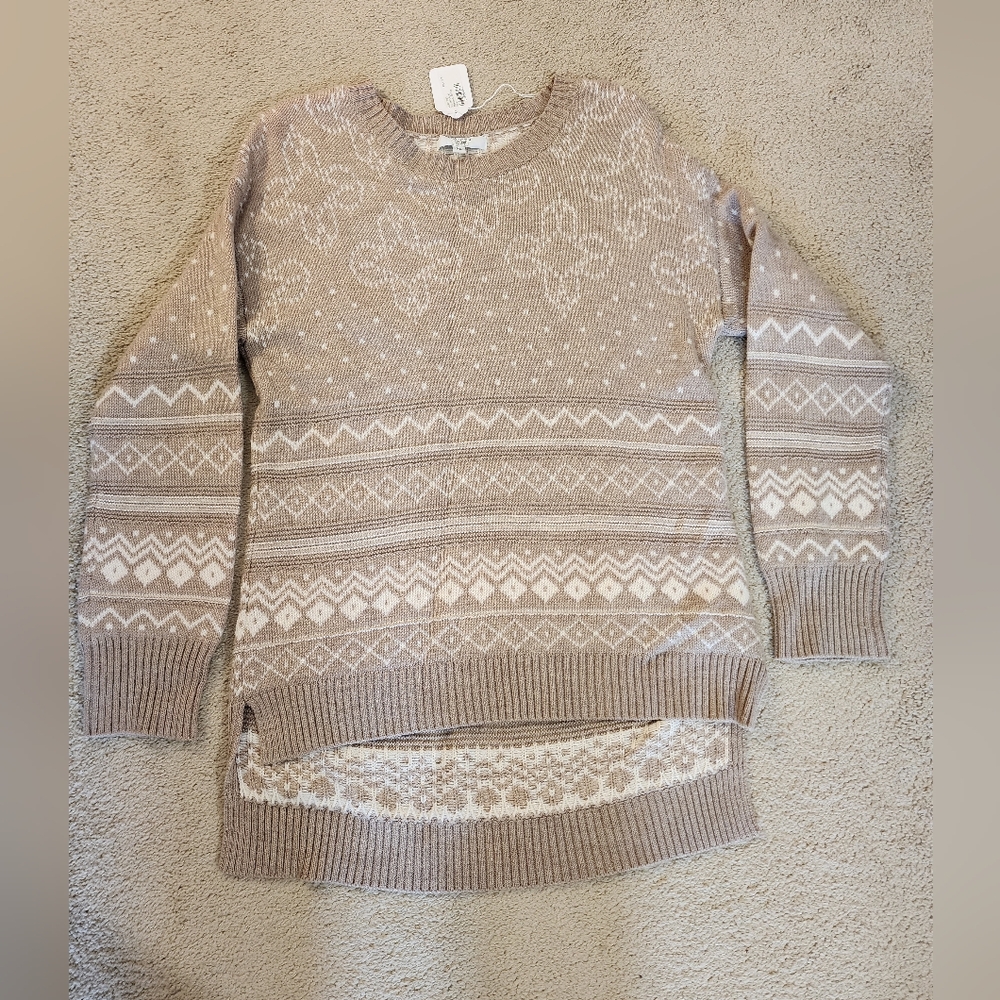 Thakoon Women's Beige Patterned Soft Sweater XL Fair Isle Style $250 Quiet Lux